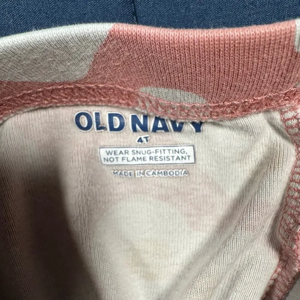 Old Navy 4T So Eggs Hausted Pajama Set Pink Egg Print